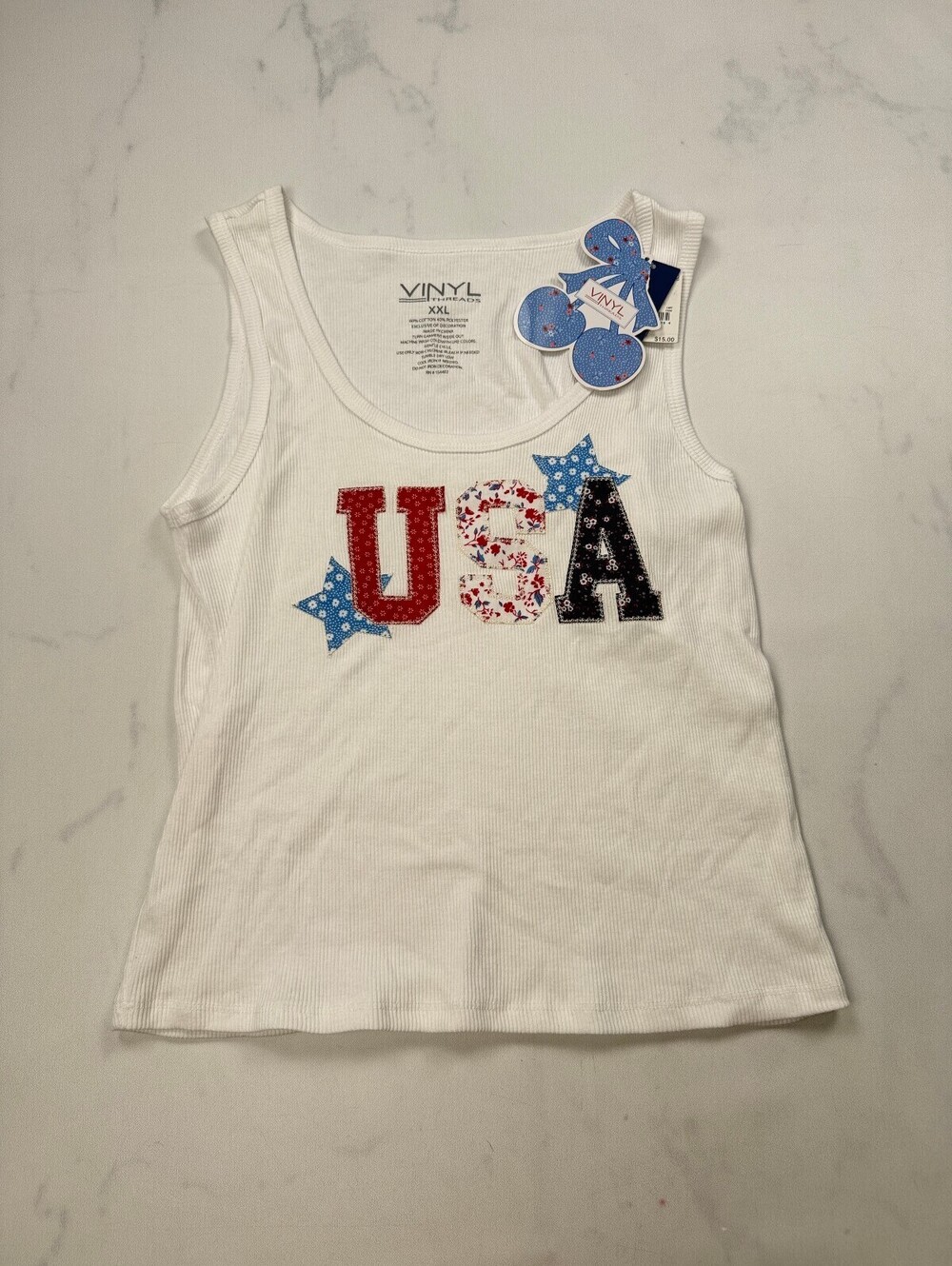 Vinyl Threads USA Tank Top White Current Statement Style - Womens XXL